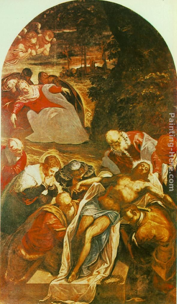 Entombment painting - Jacopo Robusti Tintoretto Entombment art painting